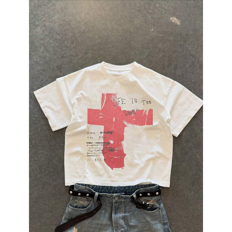 Men's Cotton Hip Hop Graphic Print Streetwear T-Shirt-2