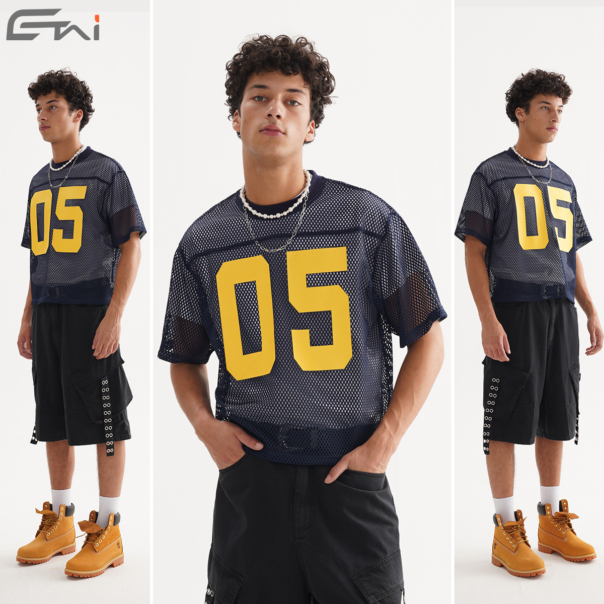 Men's Mesh Sports Jersey Geometric Print Boxy Fit T-Shirt-2