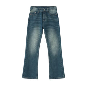 Men's Straight Leg Slight Flare Trendy Denim Jeans-1