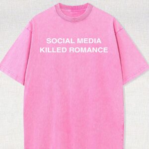 Mint Green Social Media Killed Romance Cotton Graphic T-Shirt-1