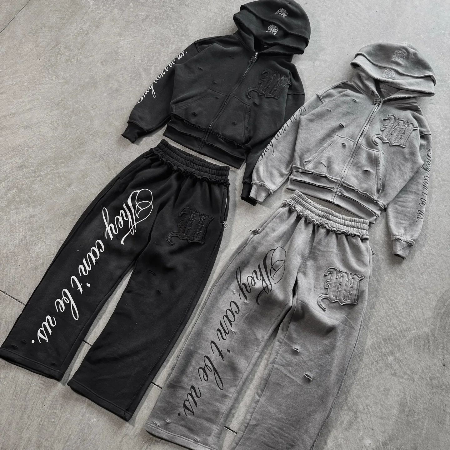 Streetwear Hoodie Wide Leg Sweatpants Two-Piece Set-2