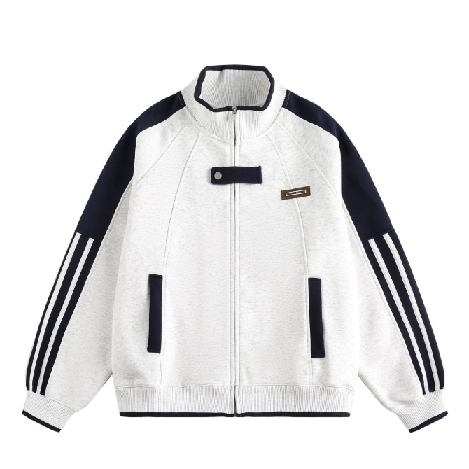 Varsity Jacket Patchwork Athletic Streetwear Sweatshirt Jacket-1