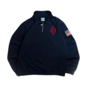 Vintage Embroidered Polo Collar Relaxed Fit Pullover Sweatshirt-1