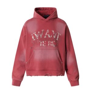 Vintage Washed Letter Graphic Distressed Relaxed Fit Hoodie-1
