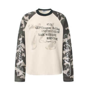 Vintage West Coast Camo Patchwork Waffle Long Sleeve T-Shirt-1