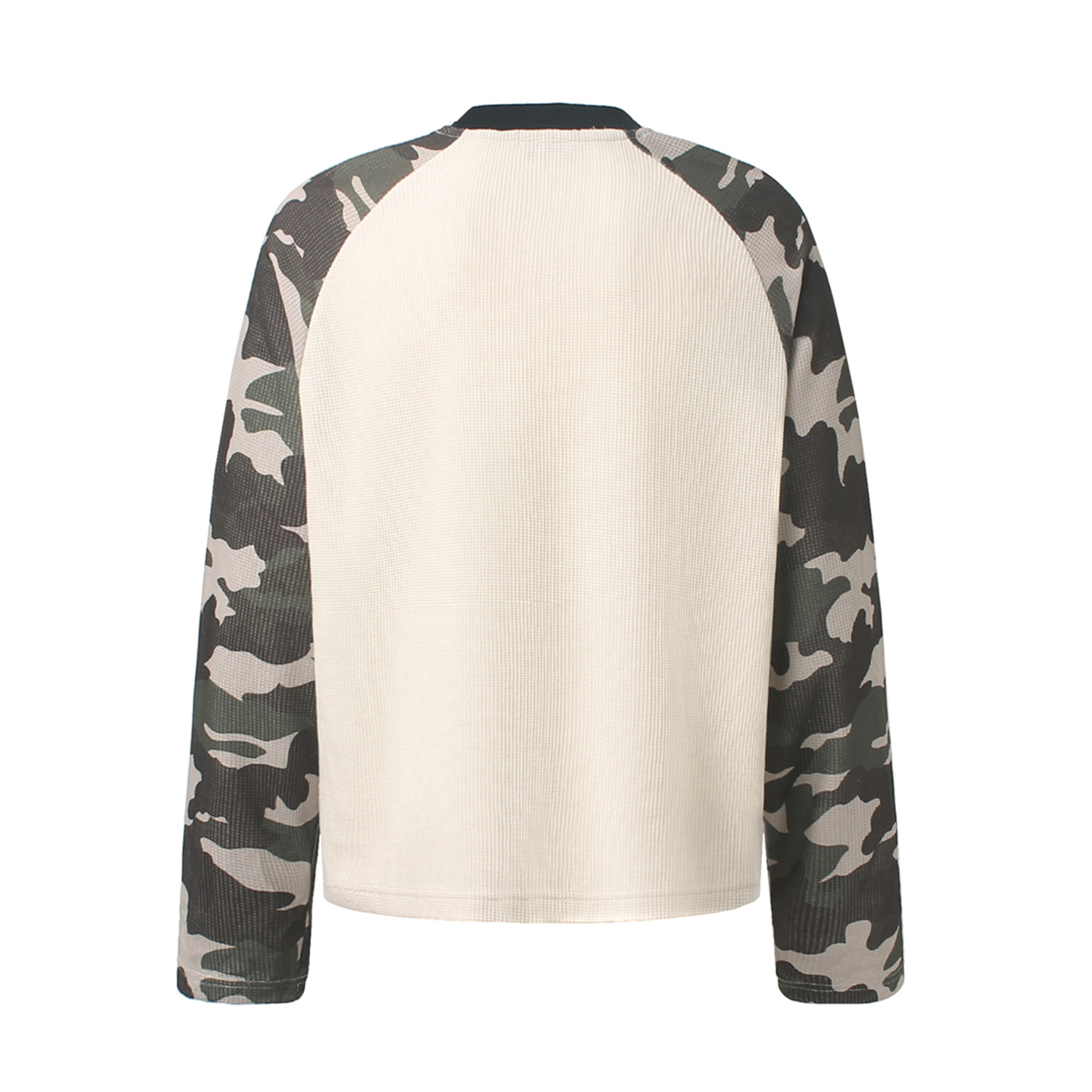 Vintage West Coast Camo Patchwork Waffle Long Sleeve T-Shirt-2