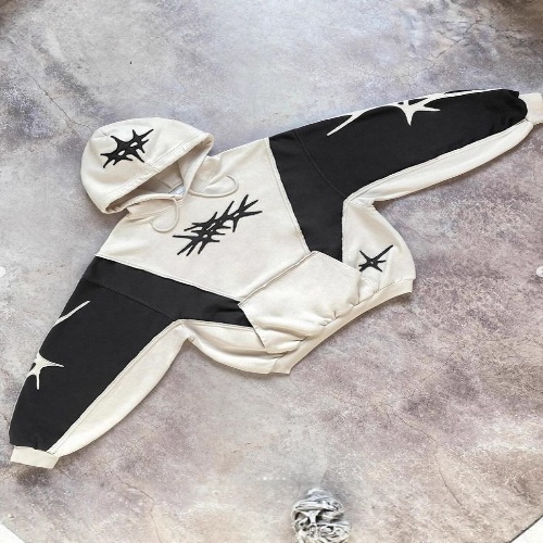 Y2K Patchwork Applique Streetwear Unisex Pullover Hoodie-2